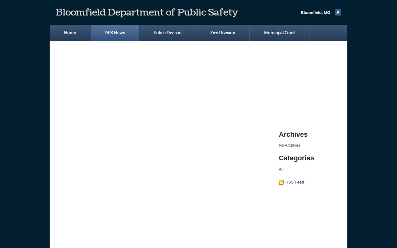 Bloomfield Department of Public Safety News page with no current arrest feed